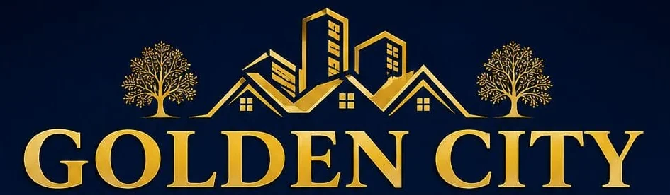 Golden City original gold building and tree logo